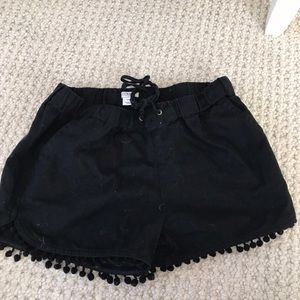 j.crew black shorts with pom poms